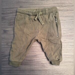 Zara Olive Green Kids Jogger Pants with Zip Pocket